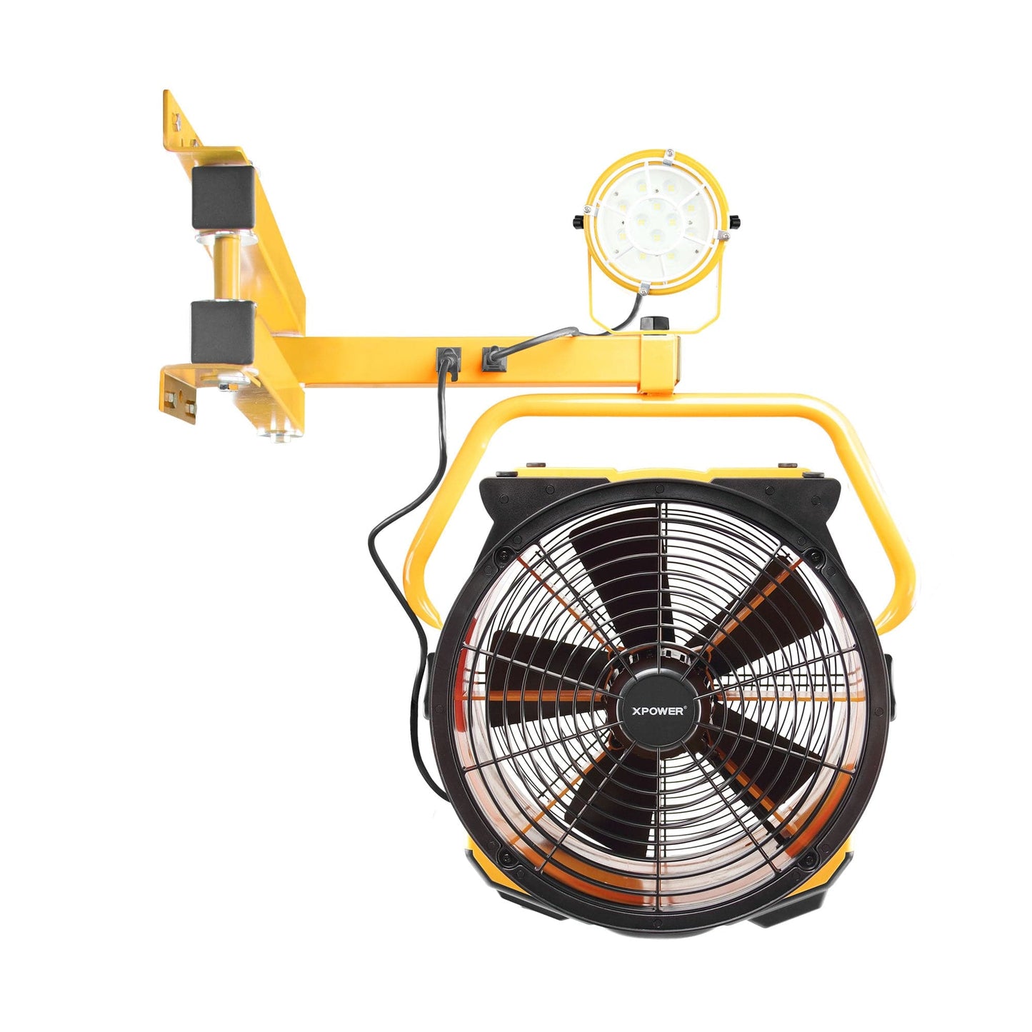 XPOWER FA-420K2 1/3 HP 3600 CFM 5 Speed 18" Warehouse, Dock, Trailer Cooling Fan with Built-in 3-Hour Timer, DA-510 40" Wall Mount Arm, and L-30 LED Spotlight