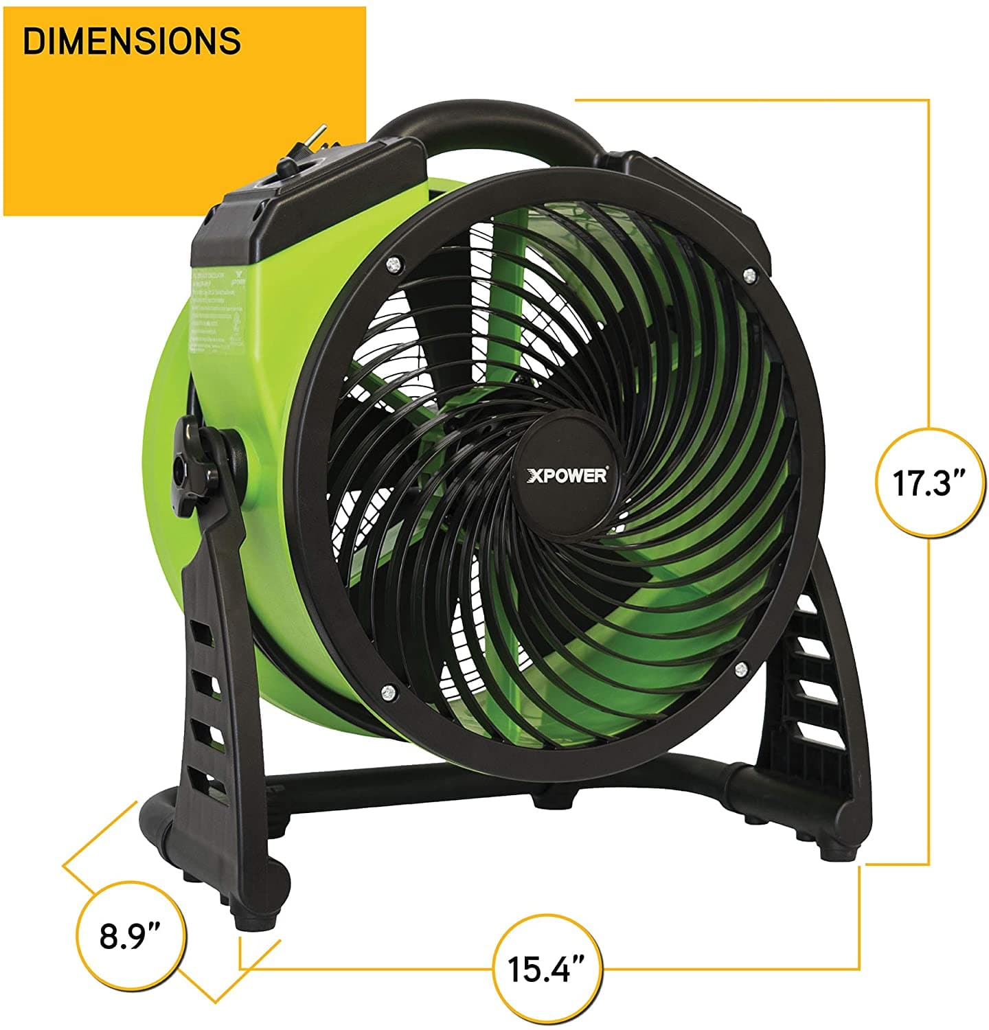 XPOWER FC-200 Heavy Duty Industrial High Velocity Whole Room Air Mover Air Circulator Utility Floor Fan, Variable Speed, Timer, 13 inch, 1300 CFM