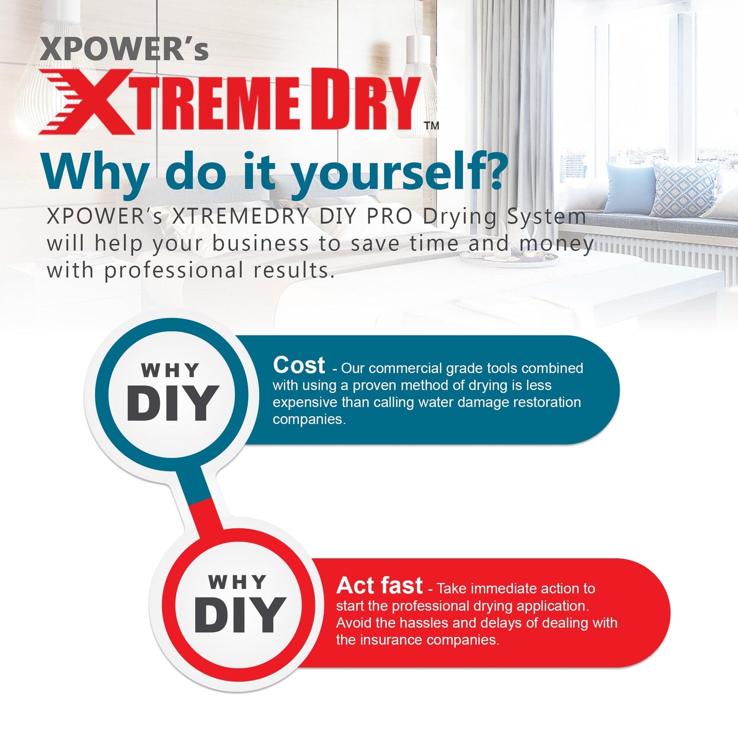 XPOWER 3 Piece Water Damage Restoration Bundle | XtremeDry Mojave DIY Drying System with Air Scrubber, LGR Dehumidifier, and Air Mover