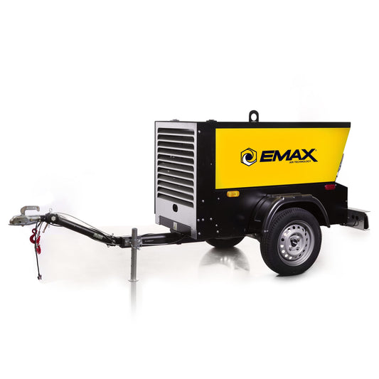 EMAX EDS090ST, EDS090TR Stationary/Trailer Mounted Kubota Diesel Driven 90 CFM 24 HP Rotary Screw Air Compressor