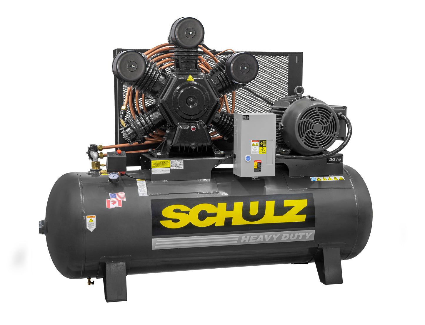 Schulz of America 20120HWV80X-3 Heavy Duty W & V-Series 175 PSI 2-Stage Basic Horizontal Air Compressor