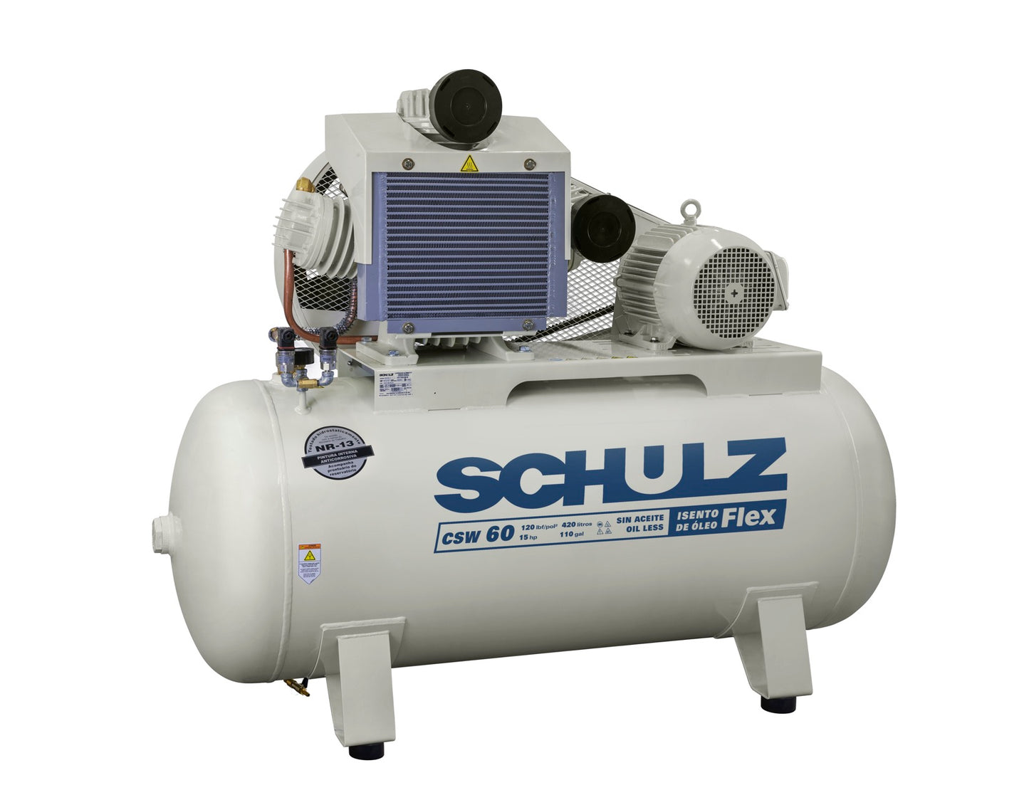 Schulz of America 15120HW60-3 120 PSI Two-Stage Oil-Less Horizontal Air Compressor