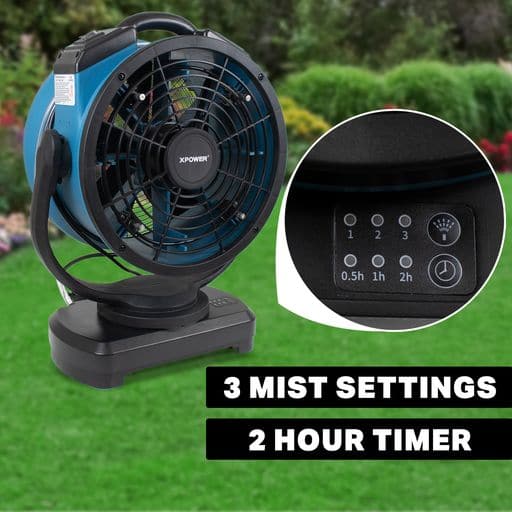 XPOWER 115 Watts, 1700 CFM, 1.0 Amps, 3-Speed Sealed Motor Misting Fan & Air Circulator with Tilt & Oscillating Features (PP) | FM-88W FM-88WK FM-88WK2